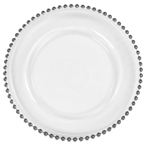 Silver beaded glass rim charger plate - Wedding planning, Wedding timeline, Wedding Photography - WedSmart