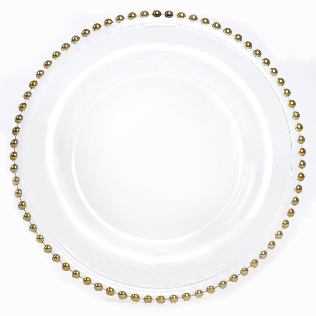 Gold beaded glass rim charger plate - Wedding planning, Wedding timeline, Wedding Photography - WedSmart