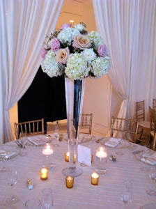 Tall Centerpiece - Hydrangeas and roses - Wedding planning, Wedding timeline, Wedding Photography - WedSmart